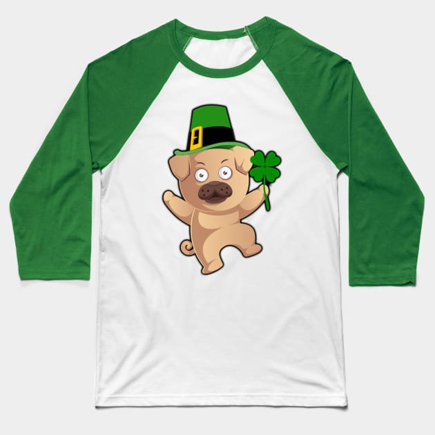 Irish Pug Leprechaun Hat St Patricks Day Shamrock Boys Girls Kids Dog Lovers Gift Baseball T-Shirt by HypeProjecT